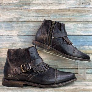 Bed Stu Dipper Black Leather Kiltie Pointed Toe Ankle Boots